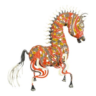 Enameled Metal Equestrian Sculpture by Saulo Moreno Hernandez For Sale