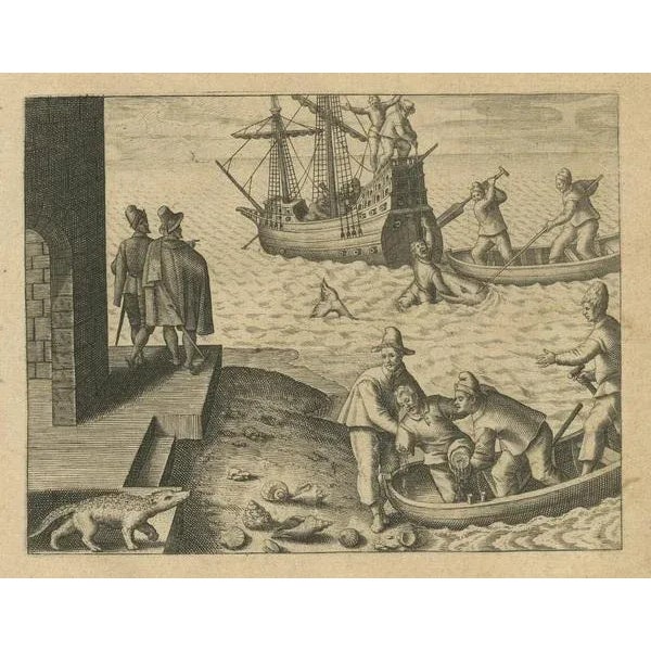 De Bry, Maritime Marvels of Dutch Seafarers at Cochin, 1601, Engraving For Sale - Image 3 of 6