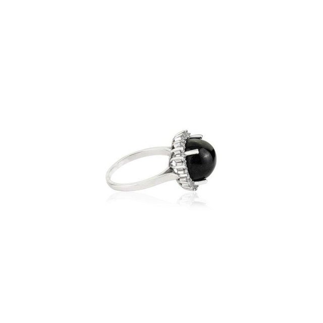 Not Yet Made - Made To Order Antique Style Black Star Statement Ring With Sparkling Halo Zircons Size 6 For Sale - Image 5 of 12