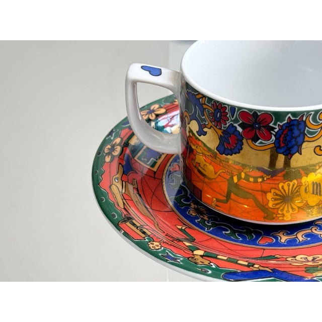 Brown Vintage Swiss Tête-À-Tête Cup Set for Lovers from Bopla! Porcelain Factory Langenthal, Switzerland, 1990s, Set of 4 For Sale - Image 8 of 12