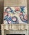 Large oil painting of sun hats by Joan Corrigan, signed on the reverse. Framed in a simple handmade wooden frame. Joan...