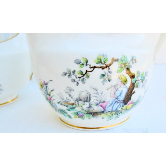 Cornflower Blue Royal Worcester England Watteau Pattern Coffee Tea Service -A Group of 24 For Sale - Image 8 of 11