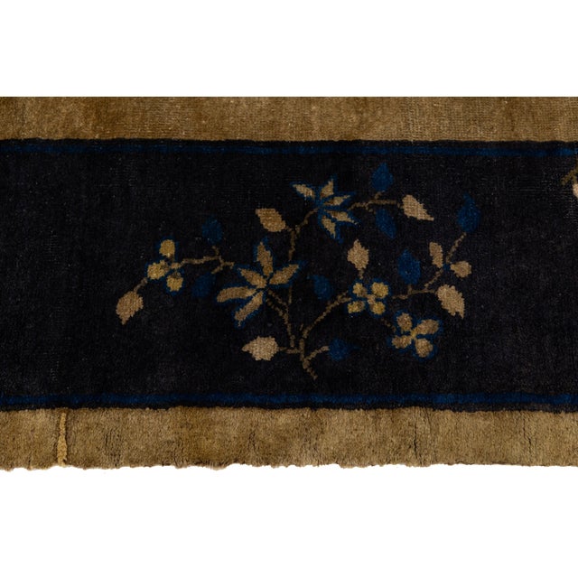 Handmade Antique Art Deco Brown Wool Rug With Classic Chinese Design For Sale - Image 9 of 11