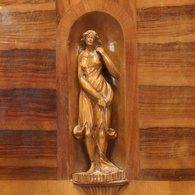 Italian Art Deco Bed in Walnut and Walnut Burl For Sale - Image 4 of 12