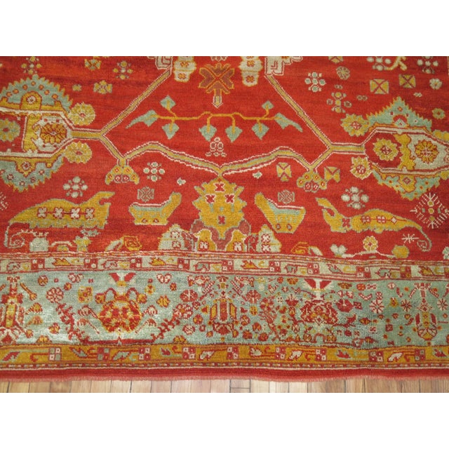 Folk Art Antique Zabihi Collection Angora Oushak Rug - 8'2" x 9'10" For Sale - Image 3 of 8