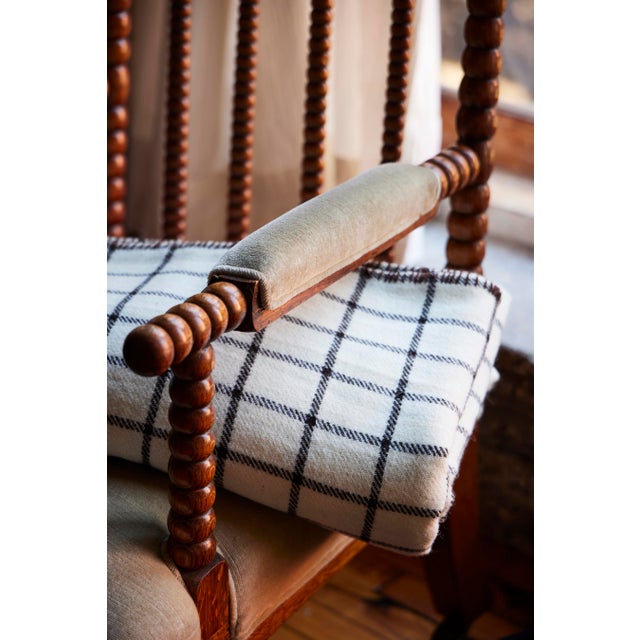 Textile Irish Wool Checked Blanket in Blue, Queen For Sale - Image 7 of 9