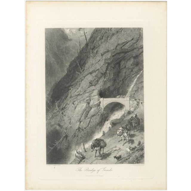 After Myles Birket Foster, Bridge of Gondo, Simplon Pass, 1878, Engraving For Sale - Image 3 of 9
