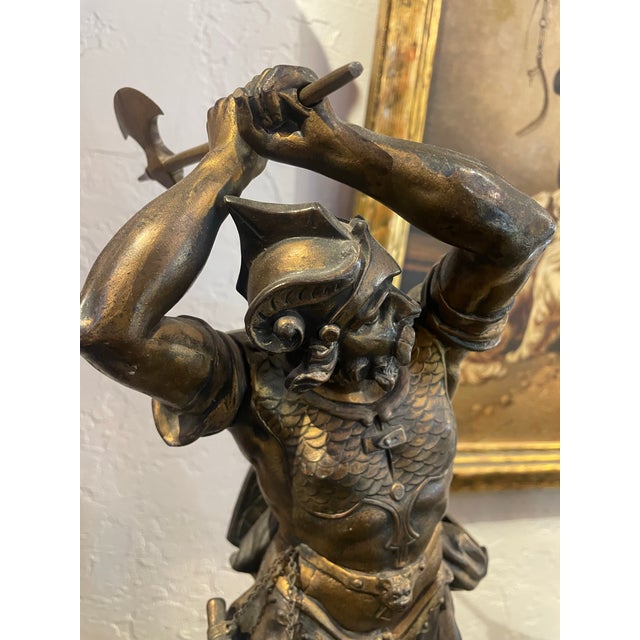 Antique Ansonia mantle clock with warrior bronze - signed Deltrier as in Pierre Louse Deltrier Warrior has a battle horn...