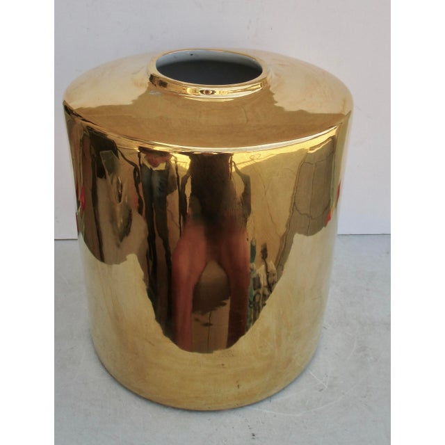 Modern Massive Gold Lustre Porcelain Cylander Vase For Sale - Image 3 of 10