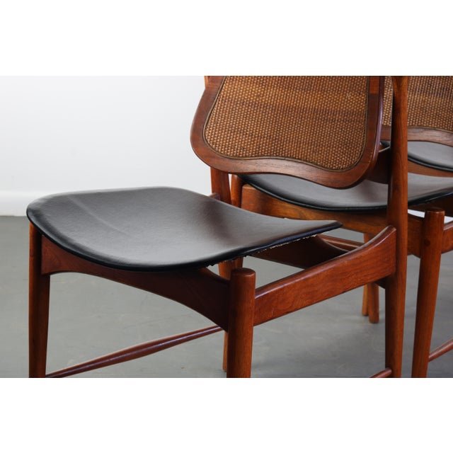 Mid-Century Modern Arne Vodder Sculptural Chairs with a Cane Back and Brass Detailing Denmark - Set of 4 For Sale - Image 3 of 13