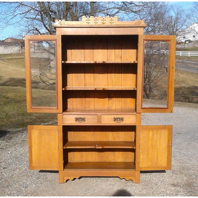 Antique Flat Wall Pie Safe Cupboard Kitchen Pantry Ash Wood 1900s An antique one piece solid ash wood flat wall pie safe...