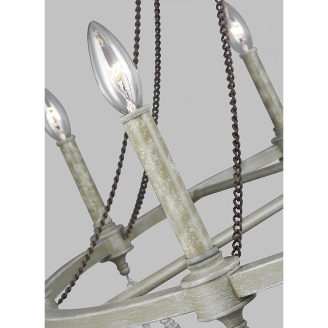 Traditional Sean Lavin by Visual Comfort Studio Beverly Large Chandelier, French Washed Oak/Distressed White Wood For Sale - Image 3 of 5