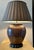 19th Century Japanese Ceramic Drip Glazed Chocolate Lamp With Original Silk Lamshade For Sale - Image 4 of 12