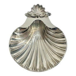 Vintage Sheffield Silver Plate Shell Dish, English Regency Style For Sale