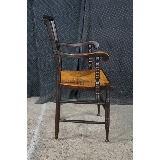 Antique 19th Century Early American Hitchcock Style Mahogany Caned Arm Chair For Sale - Image 9 of 18