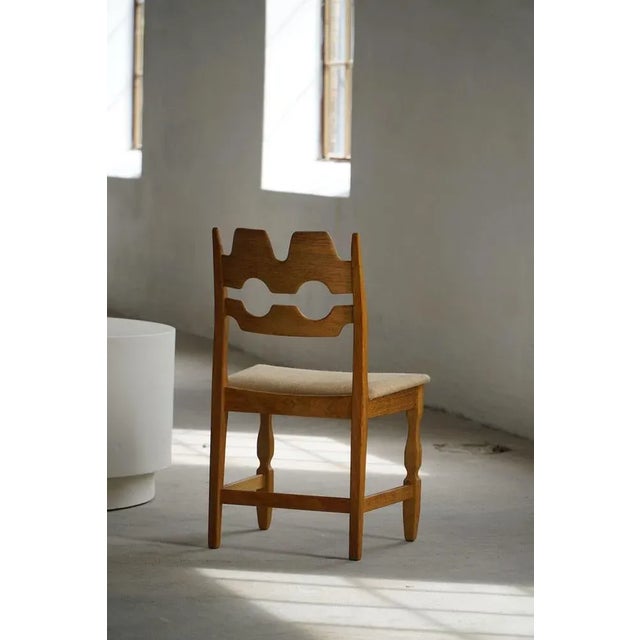 Mid-Century Modern Chairs in Oak & Hessian attributed to Henning Kjærnulf, 1950s, Set of 6 For Sale - Image 11 of 18