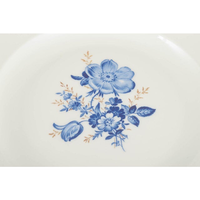Porcelain Dinner Plates with Blue Floral Motifs and Gilt Rim from Meissen, Set of 4 For Sale - Image 3 of 5