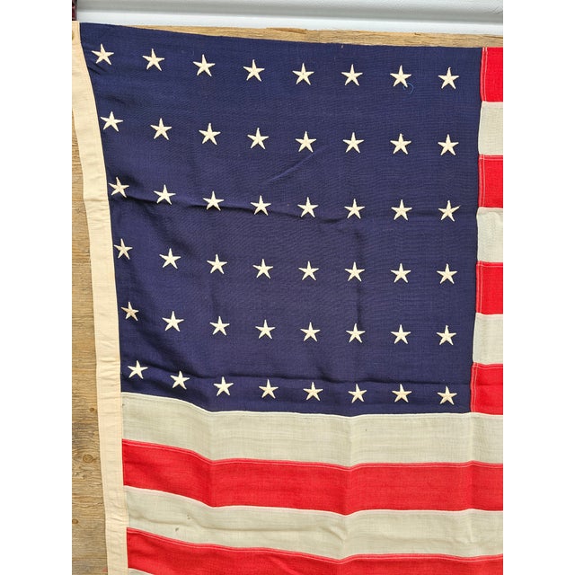 Vintage 48 Star American Flag Cotton Sewn Wwii Wwi & Korea Americana Banner 46 X 74 For Sale - Image 4 of 17