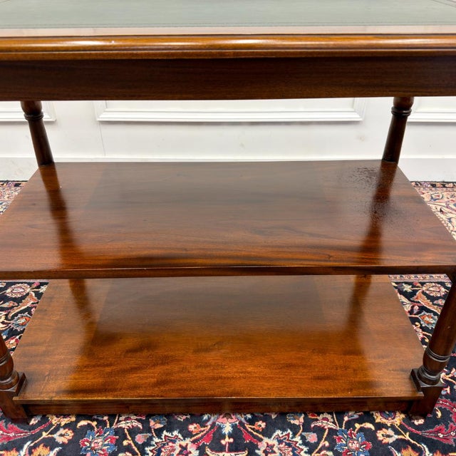 English Side Table with Green Leather Top For Sale - Image 9 of 10