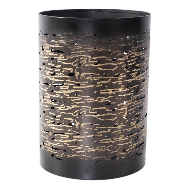 Golden Thread Medium Cylindrical Medium Candle Holder For Sale