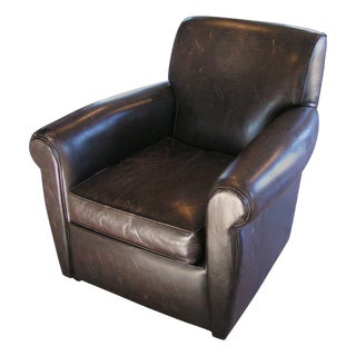 Mid 20th Century Mitchell Gold Attributed Brown Leather Club Chair For Sale