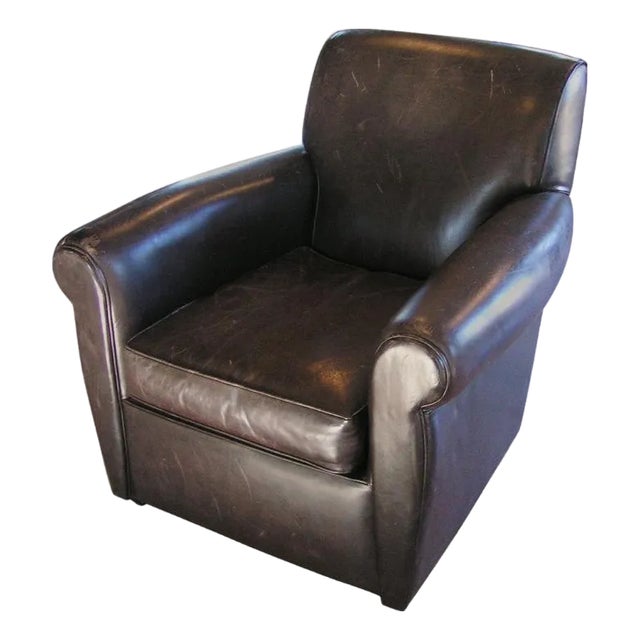 Mid 20th Century Mitchell Gold Attributed Brown Leather Club Chair For Sale
