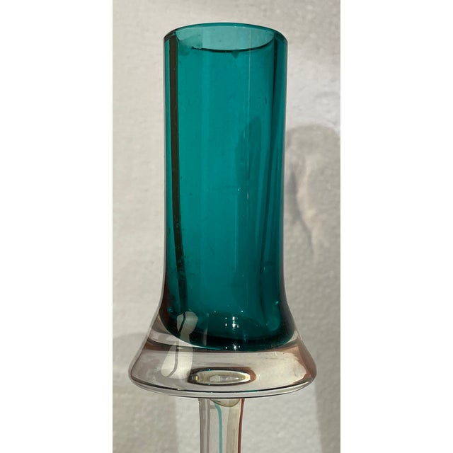 Gino Cenedese Rare Set of 6 Signed Vintage Gino Cenedese Murano Sommerso Glass Candlesticks For Sale - Image 4 of 15