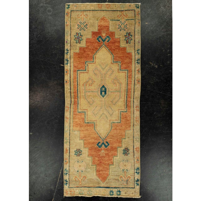 Brown Turkish Mini Rug Oriental Hand Knotted Vintage Rug 1'5" x 3'8" #21150 For Sale - Image 8 of 8
