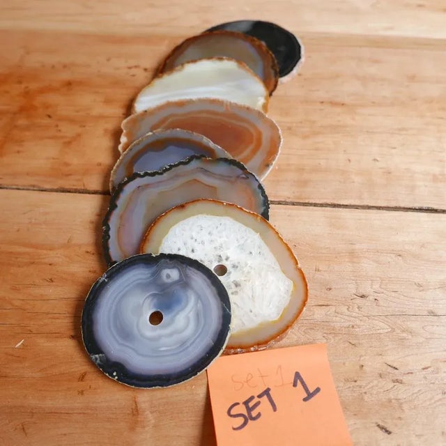 Mid-Century French Stone Coasters, Set of 8 For Sale - Image 3 of 9