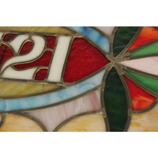Vintage Stained Glass Transom Window or Hanging Decor For Sale - Image 9 of 13