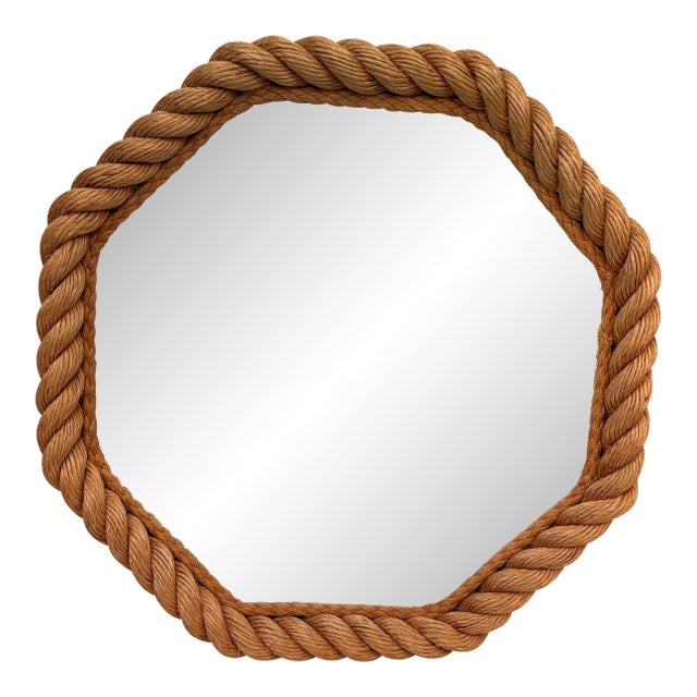 Mid-Century Octogonal Rope Mirror Adrien Audoux & Frida Minet For Sale
