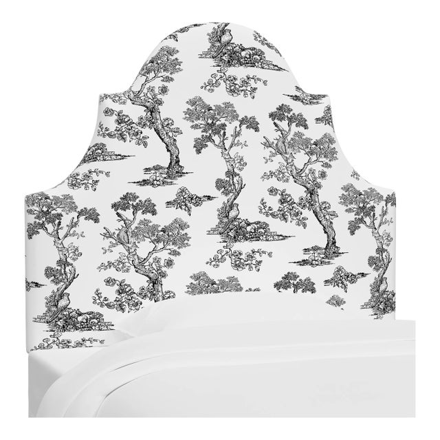 Red from Scalamandre crafted by Cloth & Company Geneva Twin Headboard, Light Gray Toile For Sale