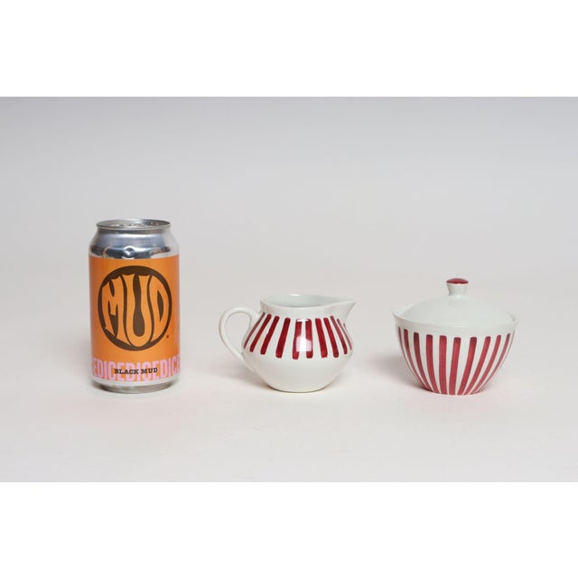 Swedish Ceramic Red Stripe Sugar and Creamer by Karin Björquist for Gustavsberg For Sale - Image 9 of 14