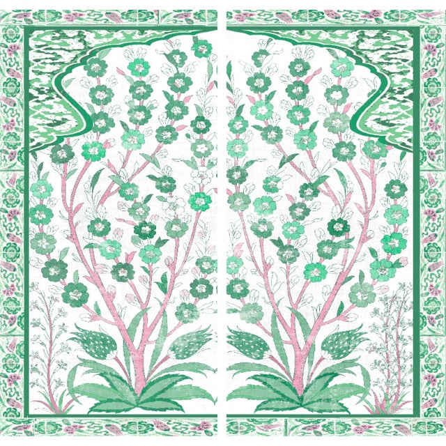 Contemporary Kips Bay Showhouse Green Pink Tree of Life Acrylic Diptych Wall Art Panels - A Pair For Sale - Image 3 of 3