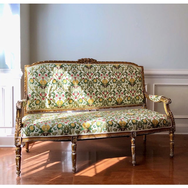 Late 19th Century Eccentric French Louis XVI Style Giltwood Settee For Sale - Image 5 of 5