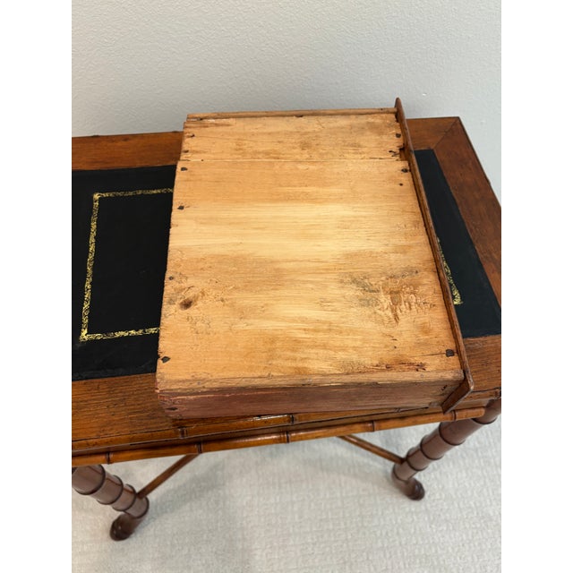 Antique Aesthetic Movement Faux Bamboo Chinoiserie Style Side Table With Drawer For Sale - Image 11 of 18