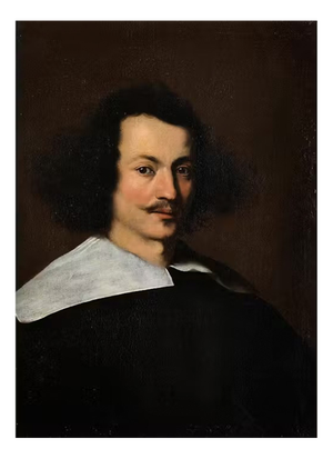 Bernardo Strozzi, Portrait of a Man with White Collar, Oil on Canvas, 17th Century, Framed