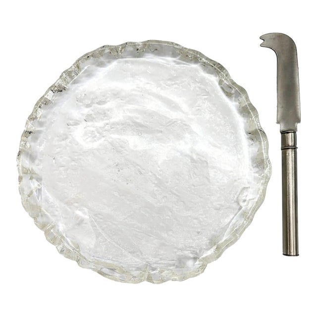 1950s Swedish Glass Cheese Platter For Sale