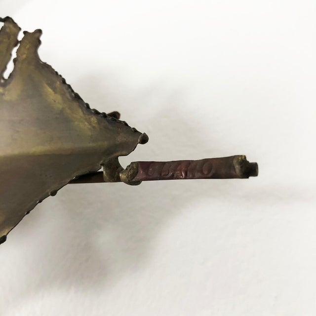 1960s Brutalist Brass Wall Sculpture in Leaves Form For Sale - Image 4 of 5