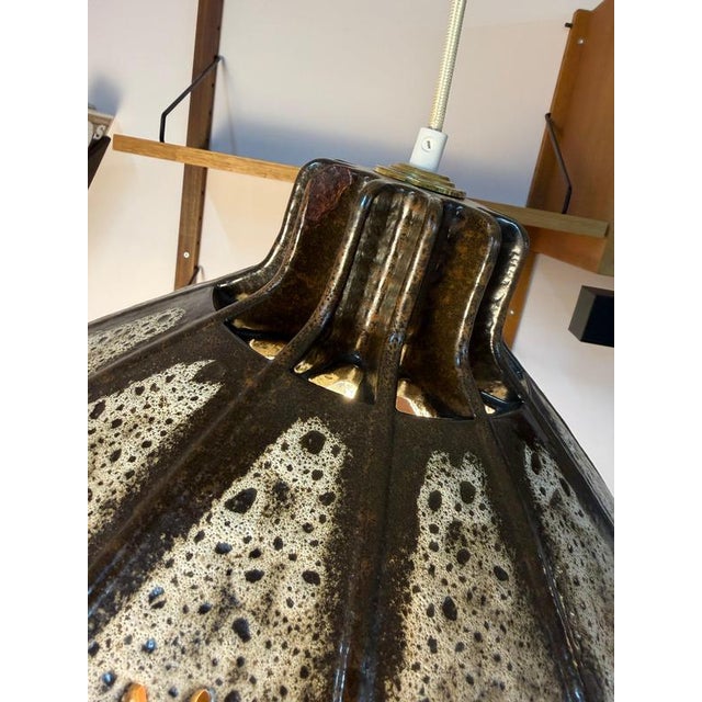 Brown and Grey Ceramic Pendant Lamp, West Germany For Sale - Image 9 of 11