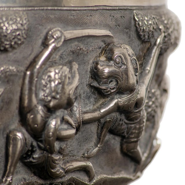 Silver Indian Silver Repoussé Hunting Bowl, Lucknow, 19th Century For Sale - Image 8 of 12