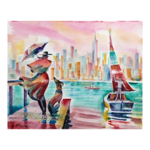 Windy, Erik Freyman Watercolor on Paper, Signed