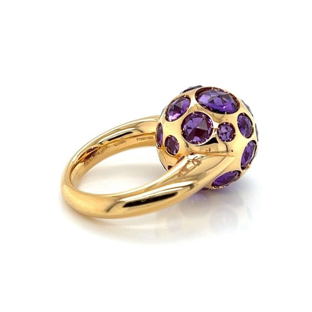 Pomellato Amethyst 18k Rose Gold Harem Cocktail Ring - Size 6.5 For Sale - Image 10 of 12
