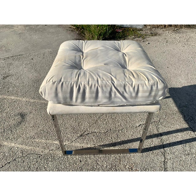 Milo Baughman Milo Baughman Style Chrome Upholstered Stool For Sale - Image 4 of 13