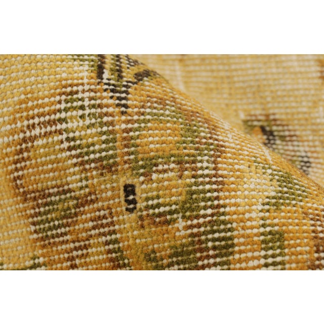Textile Vintage Turkish Distressed Rug in Gold With Geometric Medallion From Rug & Kilim For Sale - Image 7 of 8