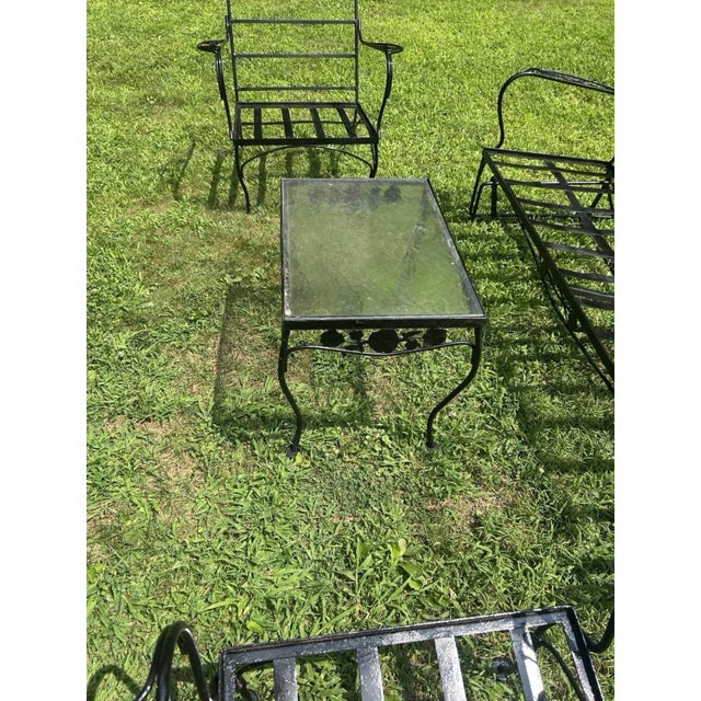 1960s Beautiful Vintage Wrought Iron MCM Conversation Set Glider, 2 Chairs & Table For Sale - Image 5 of 7