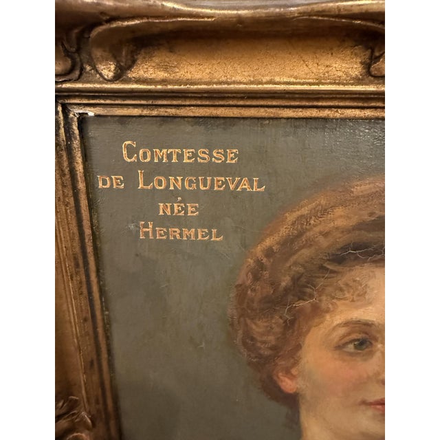 Portrait of the Countess of Longueval, 1890s-1910s, Oil on Canvas, in Flawless conditions. Designed 1890 to 1919