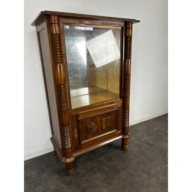 Oak Display Cabinet with Fluted Columns in the style of Dudouyt, 1930s For Sale - Image 3 of 9
