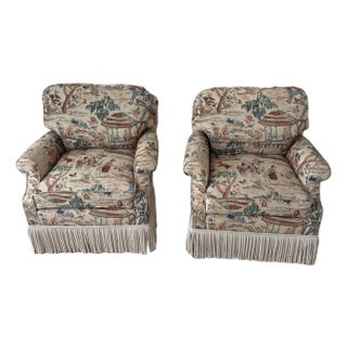 Pair of Century Furniture Swivel Chairs For Sale