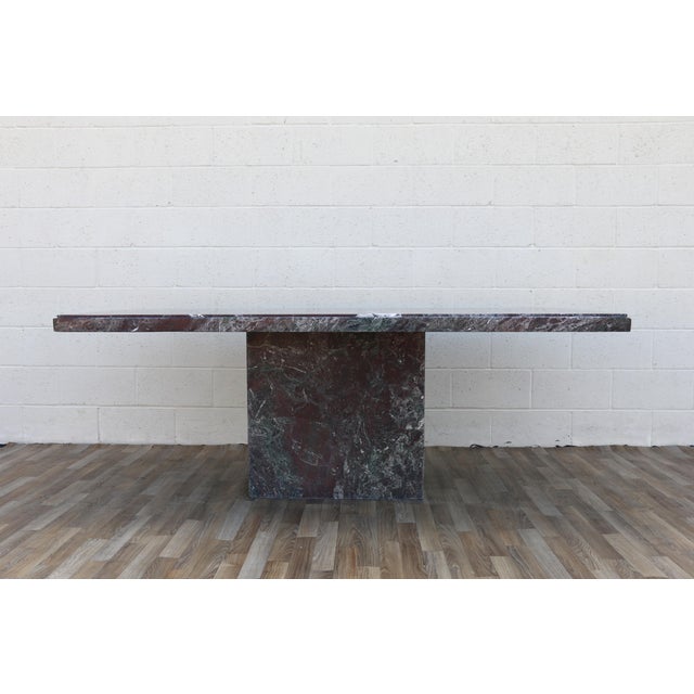 1970s Italian Postmodern Rosso Levanto Marble Dining Table | Monumental Modern Pedestal Table For Sale - Image 4 of 18